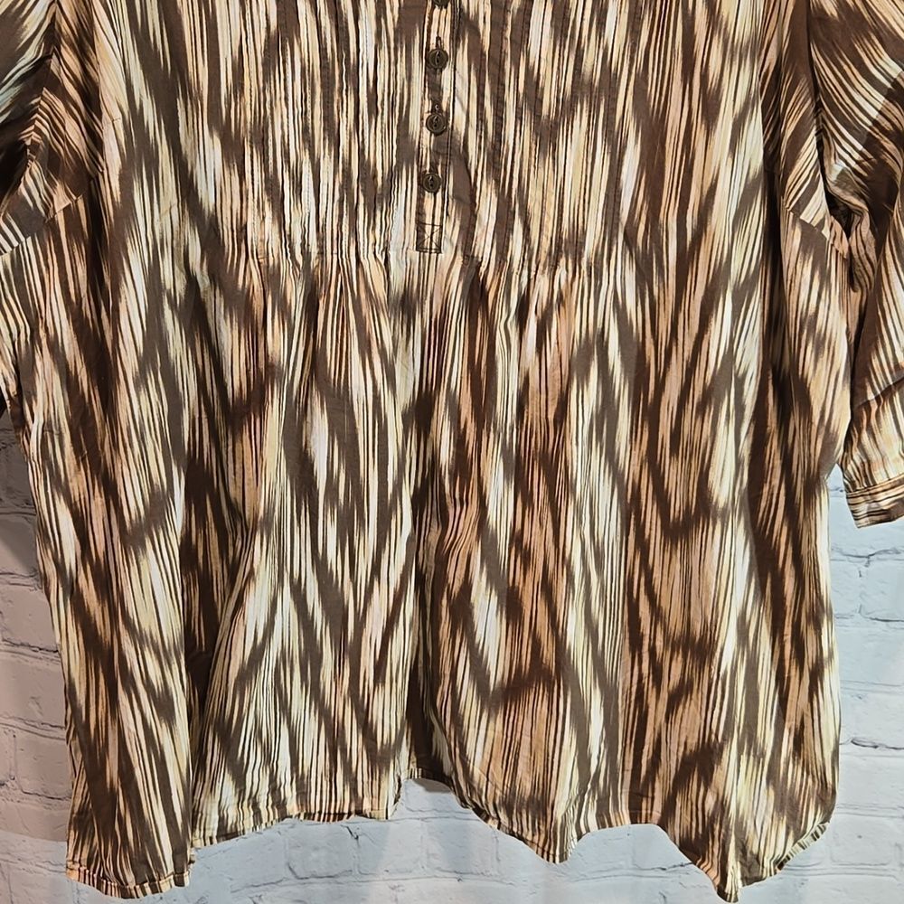 Catherines plus size 3X cotton brown top - Picture 3 of 9